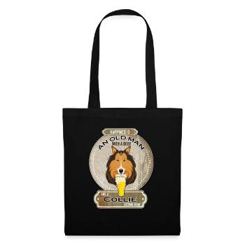 Collie Dad Beer Lover - Stoffbeutel - Schwarz - Vorne