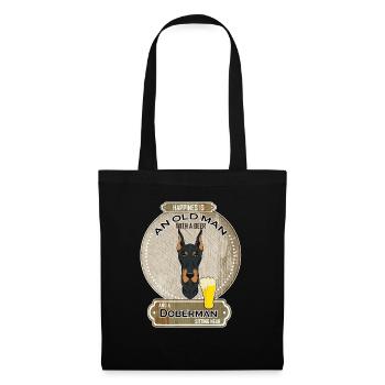 Doberman Dad Beer Lover - Stoffbeutel - Schwarz - Vorne
