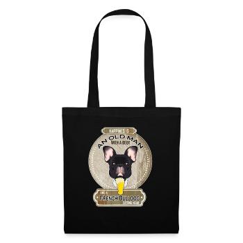 French Bulldog Dad Beer Lover - Stoffbeutel - Schwarz - Vorne