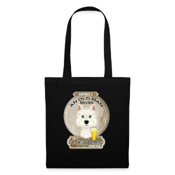 West Highland Terrier Papa Amateur de bière - Sac en tissu - noir - Devant