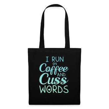 Ich Renne Auf Kaffee Und Wörter Lustige - Stoffbeutel - Schwarz - Vorne