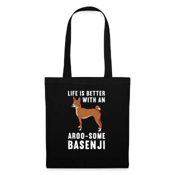 Basenji Hund Geschenk - Stoffbeutel - Schwarz - Vorne