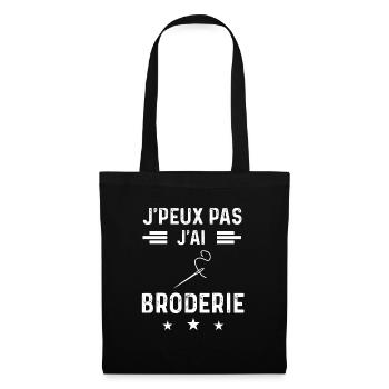 couture je peux pas j'ai broderie - Sac en tissu - noir - Devant