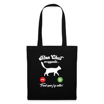 Mon chat m'appelle - Sac en tissu - noir - Devant