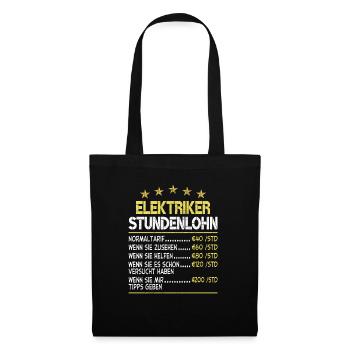 Elektriker Stundenlohn - Stoffbeutel - Schwarz - Vorne