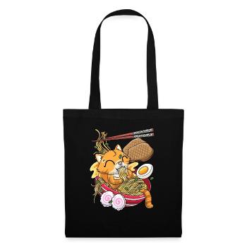 Kawaii Orange Cat Ramen Noodles Anime Lovers - Tote Bag - black - Front