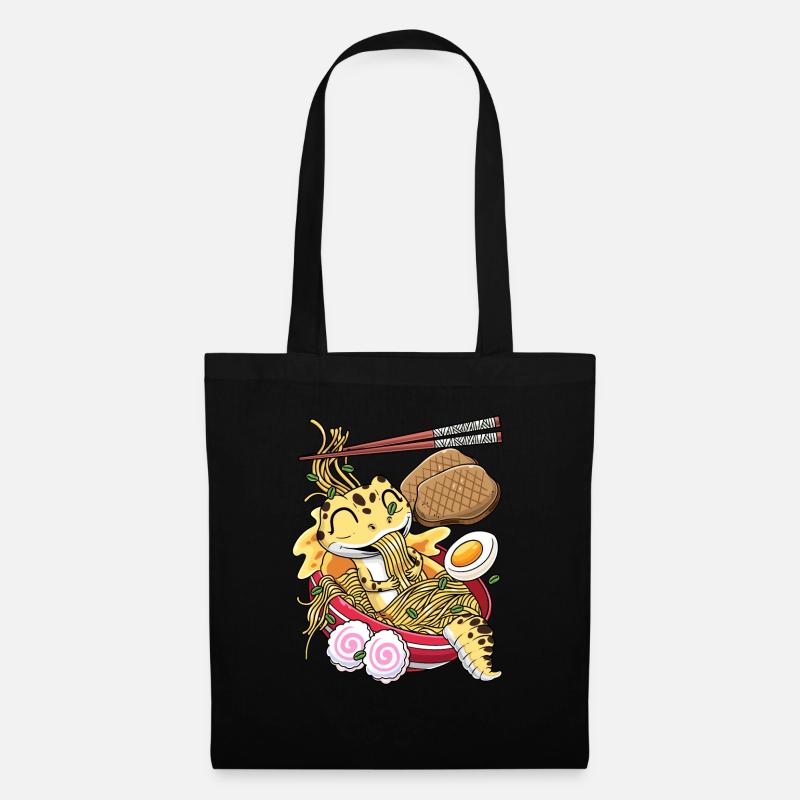 Kawaii Leopardgecko Eidechse Ramen - Stoffbeutel - Schwarz