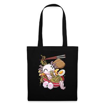 Kawaii Axolotl Fisch Ramen Nudeln Japanisches - Stoffbeutel - Schwarz - Vorne