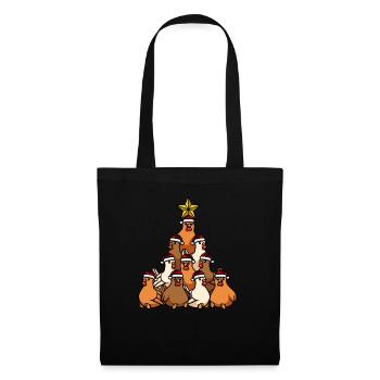 Poulet arbre de Noël - Sac en tissu - noir - Devant