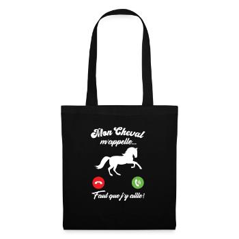 Mon cheval m'appelle faut quẹ j’y aille - Sac en tissu - noir - Devant