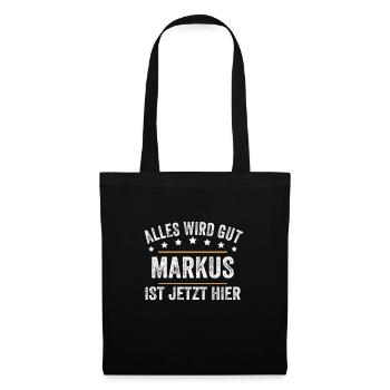 Markus Vorname Name Geburtstag - Stoffbeutel - Schwarz - Vorne