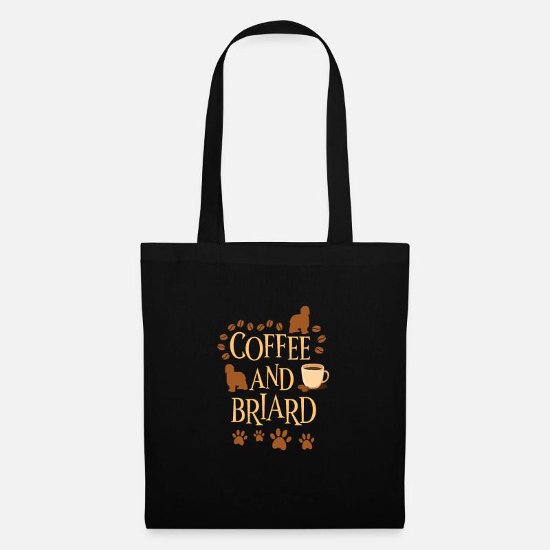 Kaffee und Briard - Stoffbeutel - Schwarz