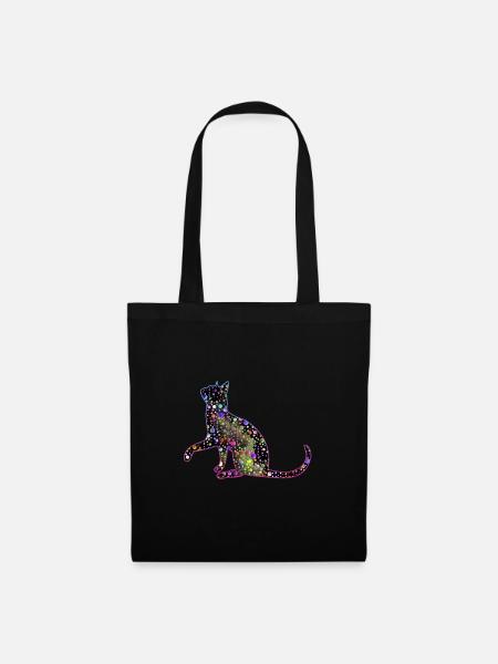 Bunte Katze - Stoffbeutel - Schwarz