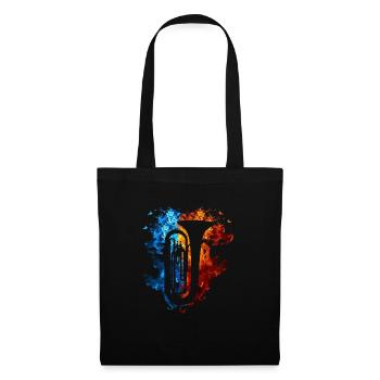 Fire Tuba Burning Musical Instrument Flames - Tote Bag - black - Front