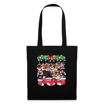 Chiens mignons pour Noël - Amoureux des chiens de noël - Sac en tissu - noir - Devant