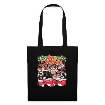 Joyeux Noël Famille Assorti Mignon Chiens Noël Noël - Sac en tissu - noir - Devant
