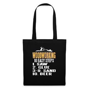 10 étapes faciles de travail du bois rétro drôle T-shirt - Sac en tissu - noir - Devant