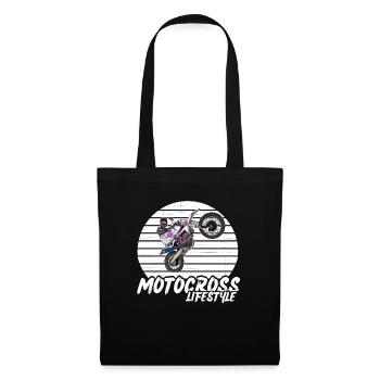 Motocross / Enduro / Freestyle mx / Dirtbike retro - Stoffbeutel - Schwarz - Vorne