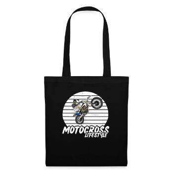 Motocross / Enduro / Freestyle mx / Dirtbike retro - Stoffbeutel - Schwarz - Vorne