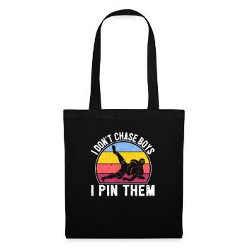 Je ne chasse pas les garçons je les épingle Drôle de catcheuse - Sac en tissu - noir - Devant