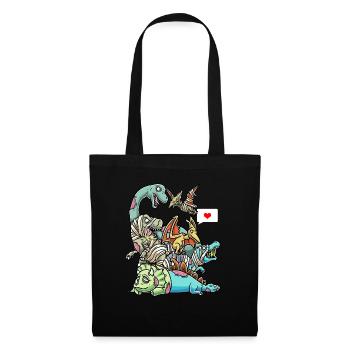 Lustige Zombie Dinosaurier Mumie Halloween - Stoffbeutel - Schwarz - Vorne