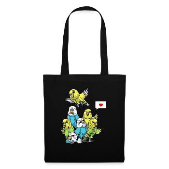 Drôle de perroquet Perruche Oiseau - Sac en tissu - noir - Devant
