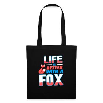 Life Is Better With A Fox Cute Retro Fox Lover - Stoffbeutel - Schwarz - Vorne