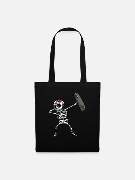 Skeleton Skateboard Halloween - Tote Bag - black