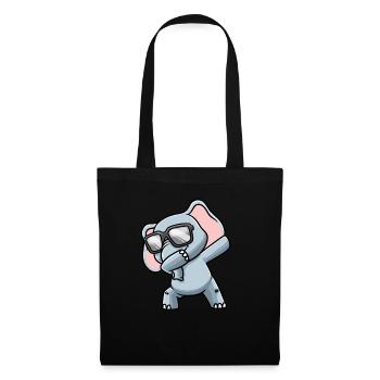 Elefant Mit Sonnenbrille Dabbing - Stoffbeutel - Schwarz - Vorne