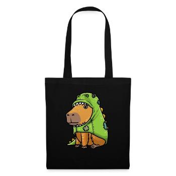 Capybara dans un costume de dinosaure drôle - Sac en tissu - noir - Devant