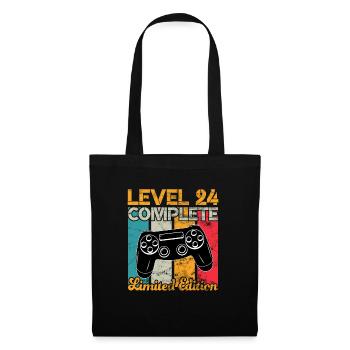 Level 24 complete Gaming Geburtstag - Stoffbeutel - Schwarz - Vorne