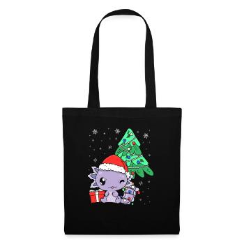 Kawaii Axolotl Arbre de Noël Cadeau de Noël - Sac en tissu - noir - Devant