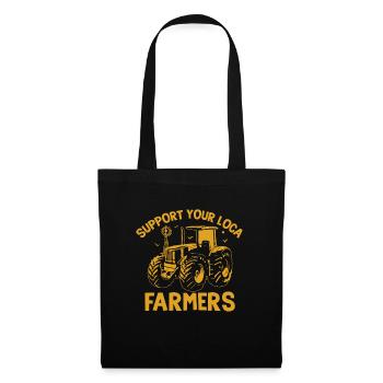 Soutenir les agriculteurs locaux Tracteur agricole - Sac en tissu - noir - Devant