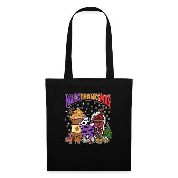 Hallothanksmas Café Latte Halloween Noël - Sac en tissu - noir - Devant