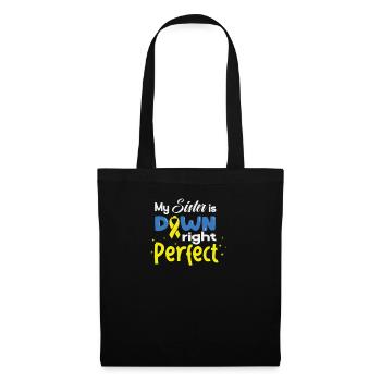 Sœur de Down I Ruban jaune bleu T21 - Sac en tissu - noir - Devant