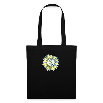 Sensibilisation au syndrome de Down I Ruban jaune bleu T21 - Sac en tissu - noir - Devant