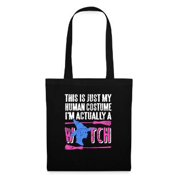 Just My Human Costume Funny Retro Halloween WITCH - Tote Bag - black - Front