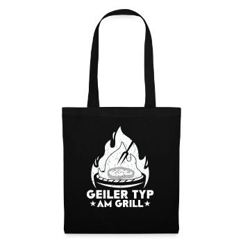 Geiler Typ Am Grill BBQ Grillen Barbecue Outfit - Stoffbeutel - Schwarz - Vorne
