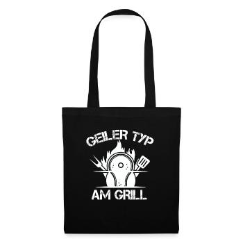 Geiler Typ Am Grill BBQ Grillen Barbecue Outfit - Stoffbeutel - Schwarz - Vorne