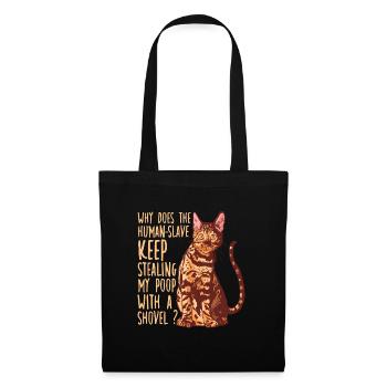 Katzen Klo Katzenhalter Motiv für Katzenbesitzer - Stoffbeutel - Schwarz - Vorne