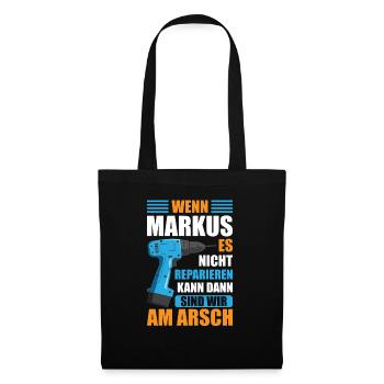 Markus Vorname Name Geburtstag Reparieren - Stoffbeutel - Schwarz - Vorne