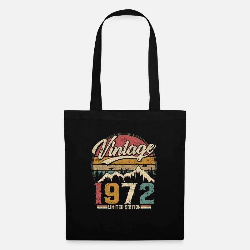 Vintage 1972 Limited Edition Geburtstagsgeschenk - Stoffbeutel - Schwarz