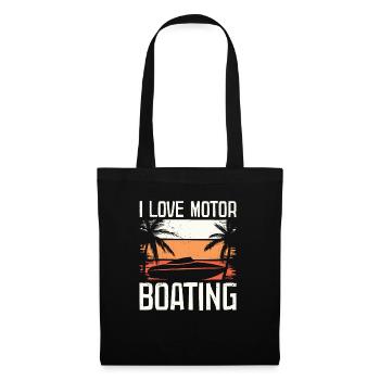 I Love Motor Bootfahren Lustig Bootfahren - Stoffbeutel - Schwarz - Vorne
