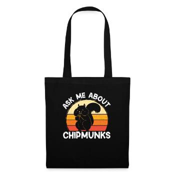Streifenhörnchen Chipmunk Nagetier Geschenk - Stoffbeutel - Schwarz - Vorne