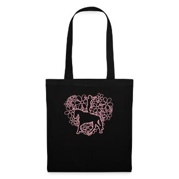 Voltige fille cheval amoureux Saut équestre - Sac en tissu - noir - Devant