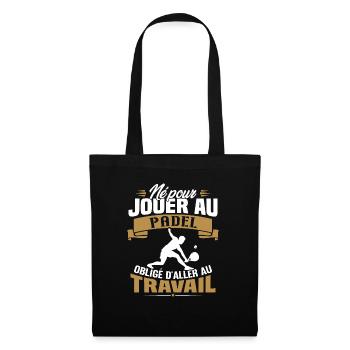 Né pour jouer au padel - Cadeau joueur de padel - Sac en tissu - noir - Devant