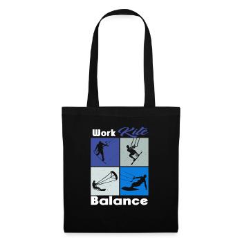 Work Kite Balance. Lifestyle Vintage Design, Work - Stoffbeutel - Schwarz - Vorne