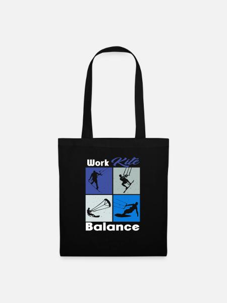 Work Kite Balance. Lifestyle Vintage Design, Work - Stoffbeutel - Schwarz