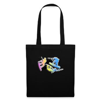 wakeboard, silhouette, sports nautiques, wakeboarder, - Sac en tissu - noir - Devant