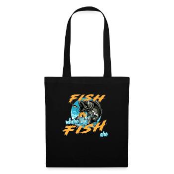 Pêchez là où se trouvent les poissons. Pêche, Pêche - Sac en tissu - noir - Devant
